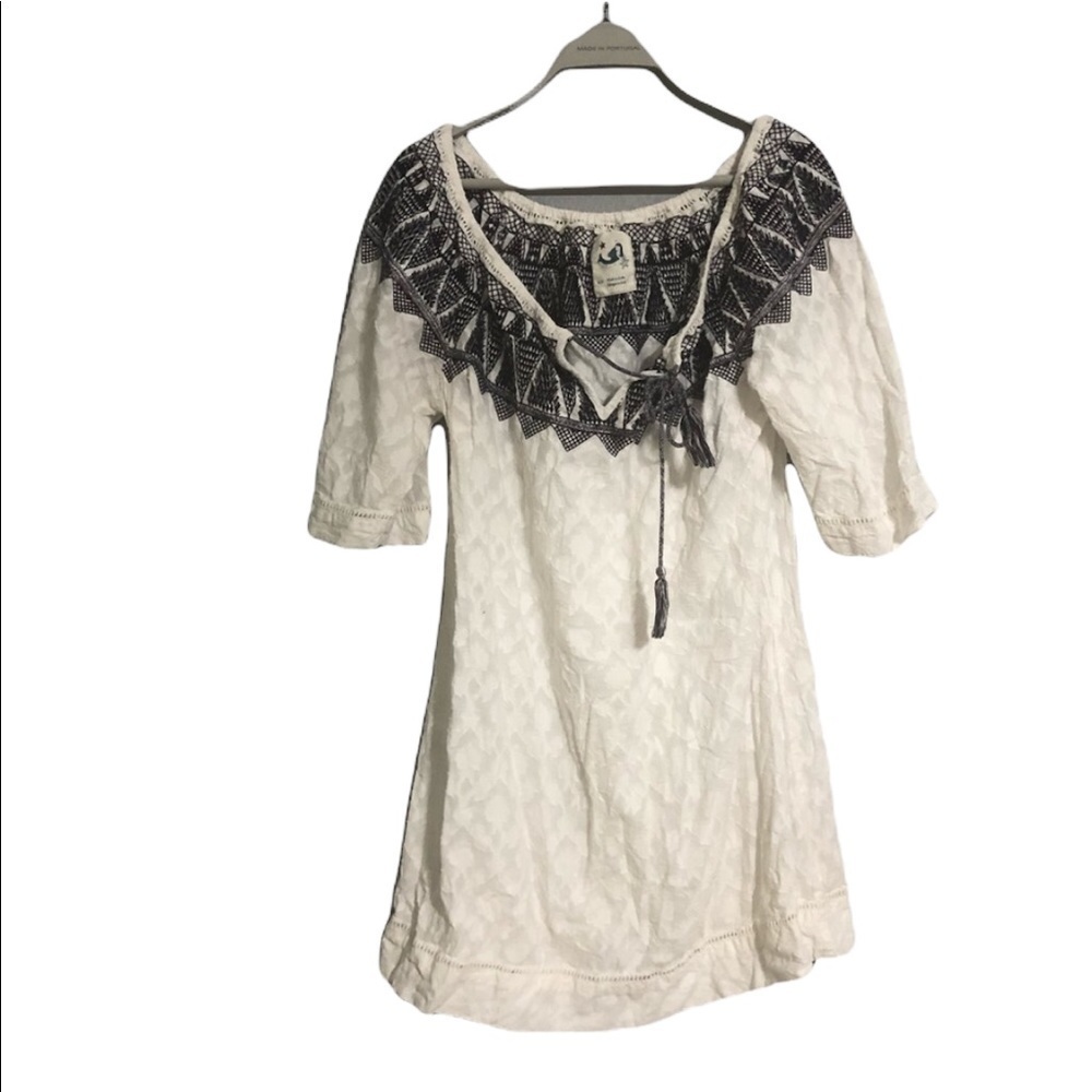 Anthropologie Mermaid Embroidered tunic dress boho coastal chic